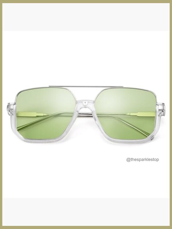 Retro Oversized Square Aviator Sunglasses Double Bridge UV400 Protection
